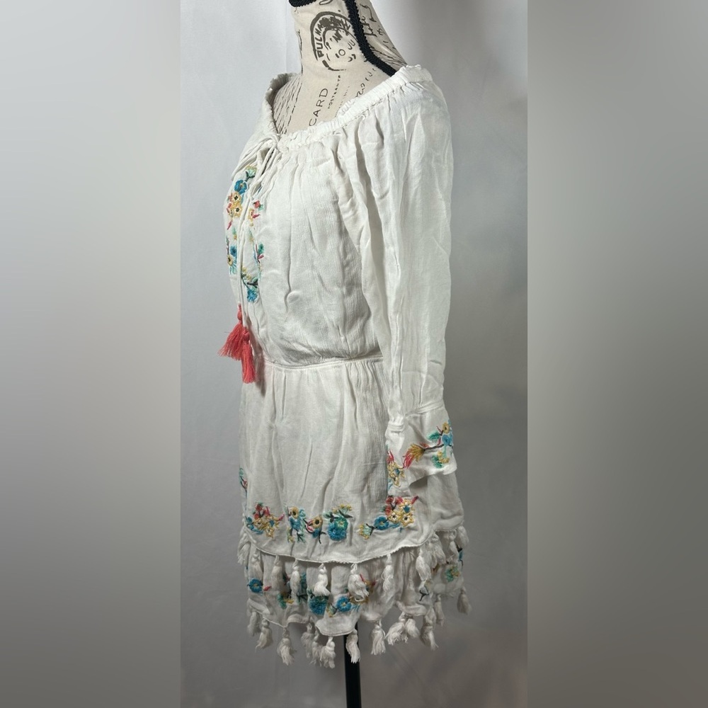 RAGA White Mini Dress with Multicolor Embroidery - Picture 3 of 12